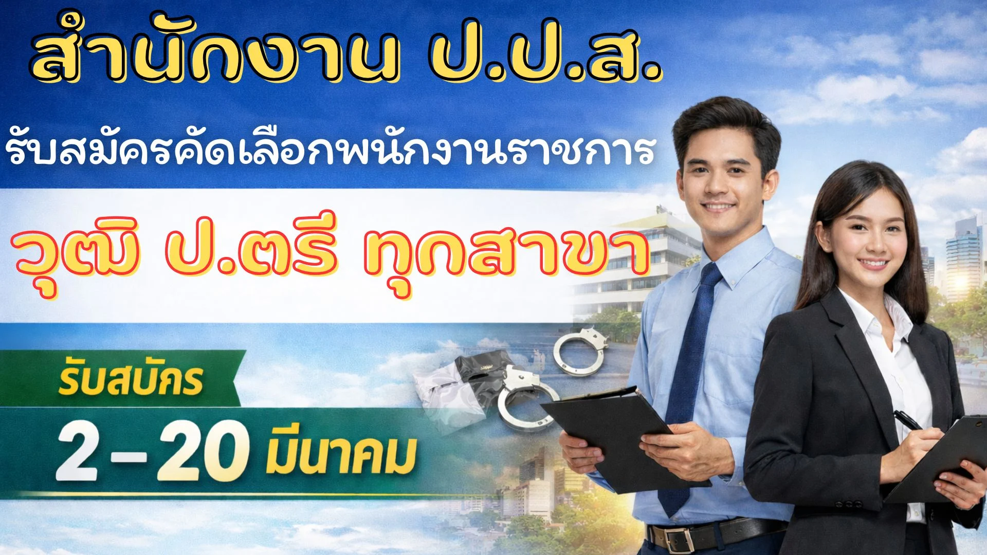สำนักงาน ป.ป.ส. รับสมัครคัดเลือกพนักงานราชการ