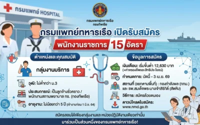 กรมแพทย์ทหารเรือ เปิดรับสมัครพนักงานราชการ 15 อัตรา
