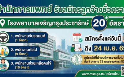 สำนักการแพทย์ เปิดรับสมัครลูกจ้างชั่วคราว 20 อัตรา สังกัด รพ.เจริญกรุงประชารักษ์ สมัครได้ถึง 24 เม.ย. 69